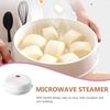 BEBEMOKO Microwave Steamer with Clear Lid, Steaming Plate for Even Food Heating, Water Retention Design, Kitchen Cookware
