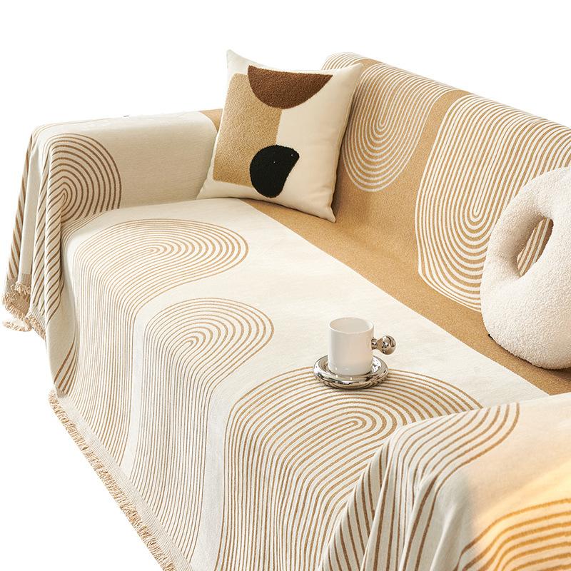 Chenille Line Design Sofa Towel Full Cover Cloth Nordic Simple Thickening Sofa Cushion Cover All-Inclusive Universal Cover