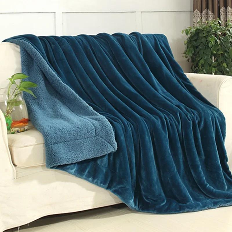 Wool Throw Blanket Keep Warm Winter Bed Blankets Double Sided Queen Duvet Cover Camping Double Bed Cover Bedspread On The Bed
