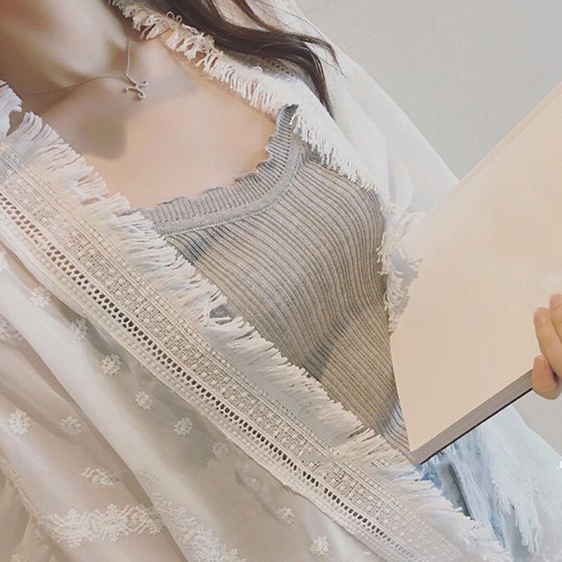 Women Lace Embroider Loose Chiffon Tops Summer Beach Cover Up Tassel Cardigan