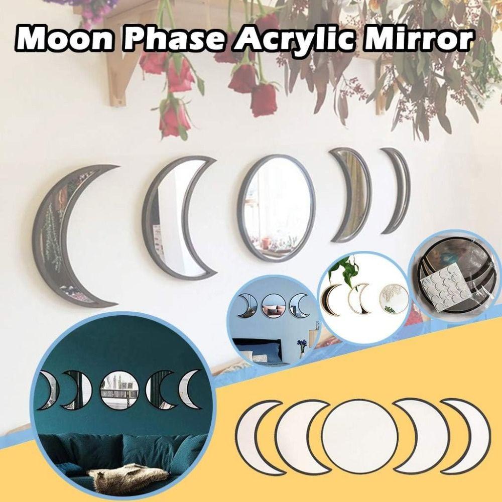 5 Pieces Set Wall Decorative Mirror Scandinavian Style Acrylic Wall Decor Living Room
