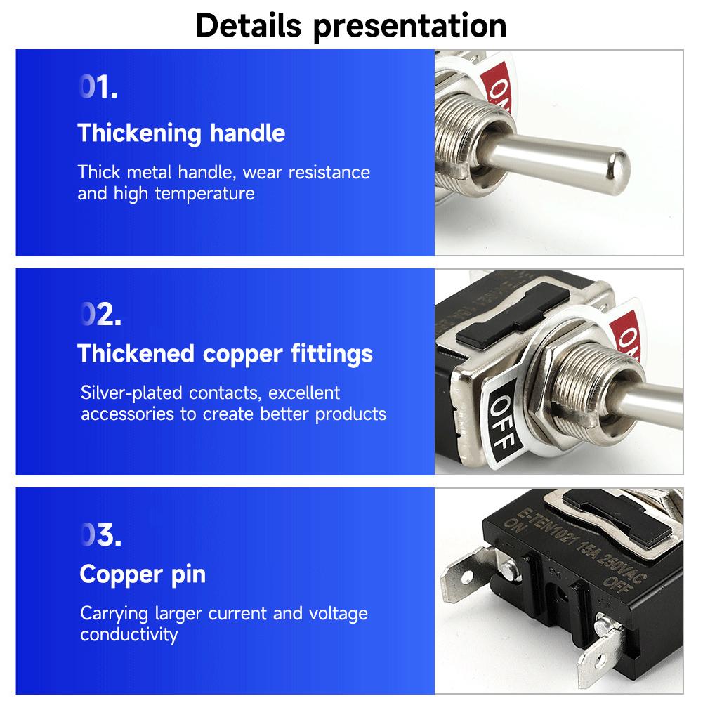 Heavy Duty 250V 2Pin SPST ON/OFF Car Boat Rocker Toggle SwitchRocker Switches with Waterproof Boot Spst