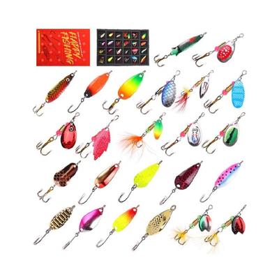 24 db Spinnerbait Horgászfelszerelés Fém Öntött Jigging Kanál Műcsalik Kemény Spinner Csali Horoggal Süllyedő Horgászcsalik