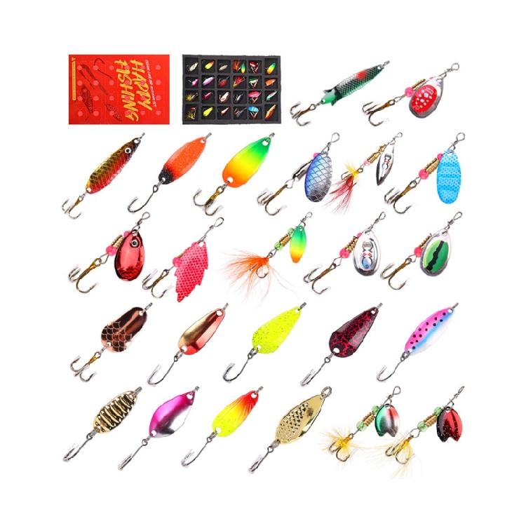

24Pcs Spinnerbait Fishing Tackle Metal Cast Jigging Spoon Lures Hard Spinner Baits with Hook Sinking Fishing Baits 1
