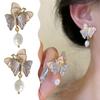 1Pair Purple Dream Butterfly Pearl Stud Earrings Korean Exquisite Gentle Sweet Earring For Women Girl Party Wedding Jewelry Gift
