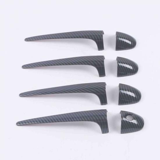 Carbon Fiber Door Handle Side Lid Frame Cover Trim For 2013-2018 Toyota RAV4 8P