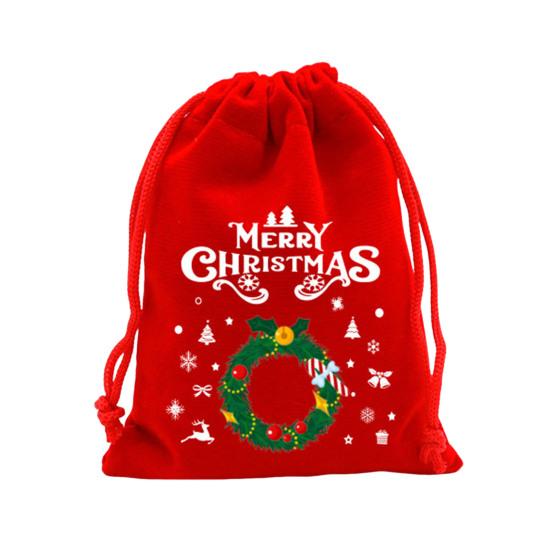 Red Christmas Drawstring Gift Bags Fabric Favor Pouches for Candy Apples Holiday Gift Bag