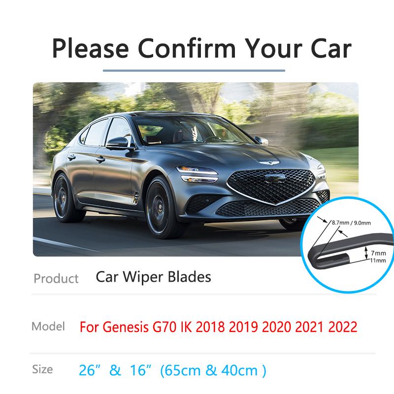 2x dla Genesis G70 IK 2018 2022 akcesoria samochodowe bez kości bezramowe gumowe pióra wycieraczek do czyszczenia