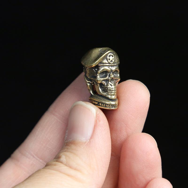 Brass EDC Five-pointed Star Hat Russian Skull Soldier Knife Beads Lanyard Pendants Jewelry Metal Copper Paracord DIY Accessories