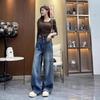 Petite Retro Blue High Waist Wide Leg Jeans - Autumn 2025 Slimming Style for Women