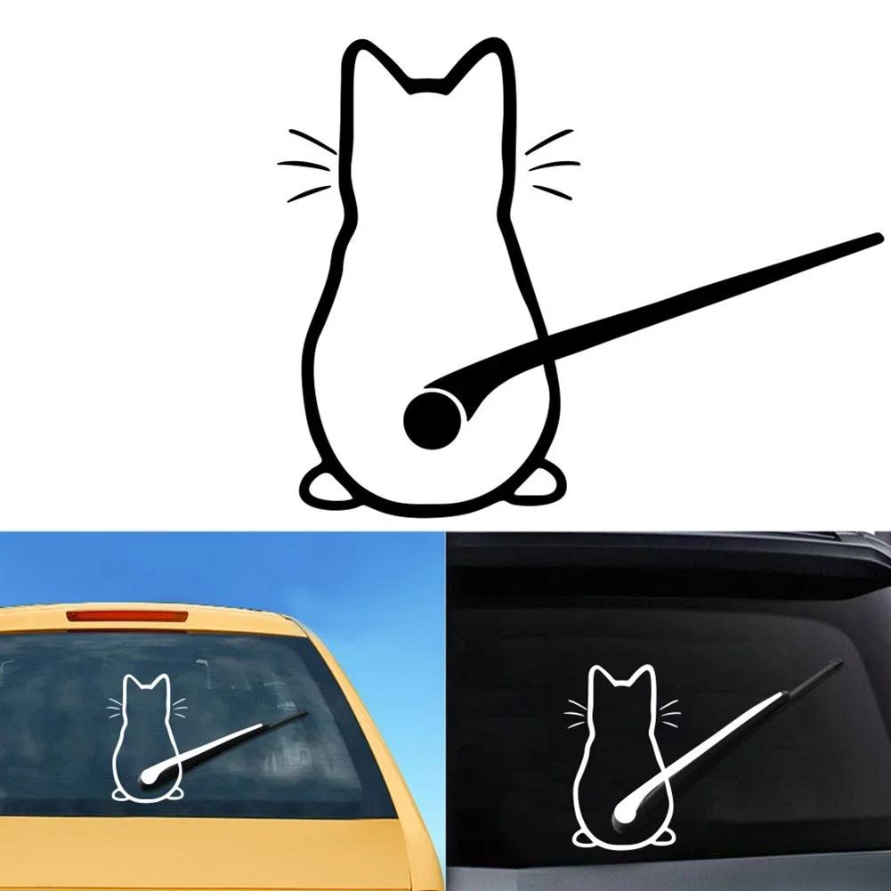 Car Sticker Art Design Shadow Cat Tail Car Stickers Cartoon Cute Kawaii Car Styling Decals Rear Window Sticker