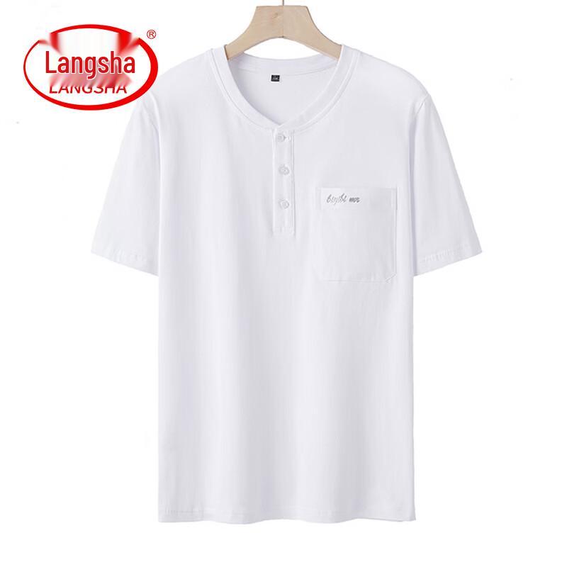 Langsha Men s Loose-Fit Round Neck Short-Sleeve T-Shirt with Pocket XXL