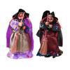 Halloween Witch Doll Standing Witch Figure Holding Broomstick Desktop Spooky Witch Figurine for Halloween Party Mantel Dining Table Decor