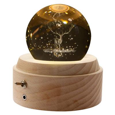 HSM Music Box Crystal Ball LED Projection Light USB Rechargeable (Deer)…