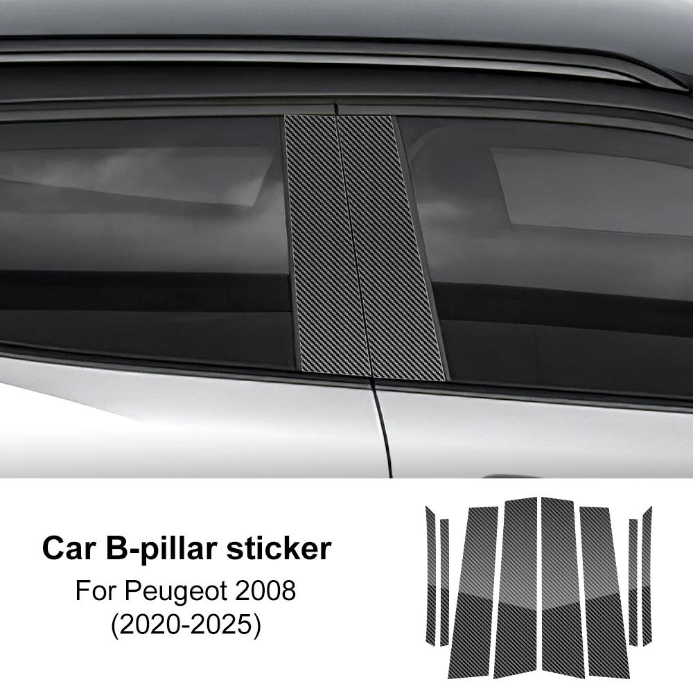 Car Window Trim Cover B Column Sticker Polished Pillar Exterior Parts Accessories For Peugeot 2008 2020 2021 2022 2023 2024 2025
