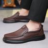 Summer Hollow Leather Shoes Men's Breathable Business Casual Leather Sandals One Pedal Soft-soled Middle-aged Men's Dad Shoes