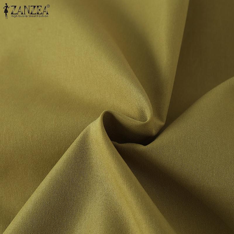 ZANZEA Női alkalmi, kerek nyakú, 3/4 ujjú bő, egyszínű póló