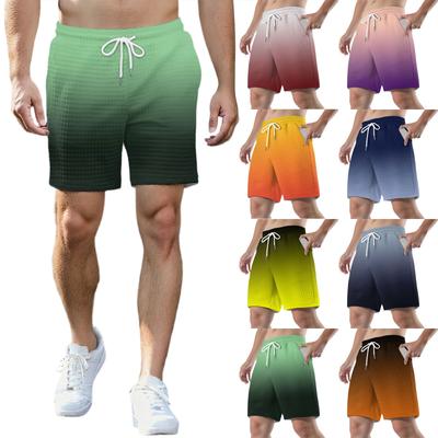 Men's Fashion Printed Sports Shorts Elastic Waistband Pocket Gym Shorts
