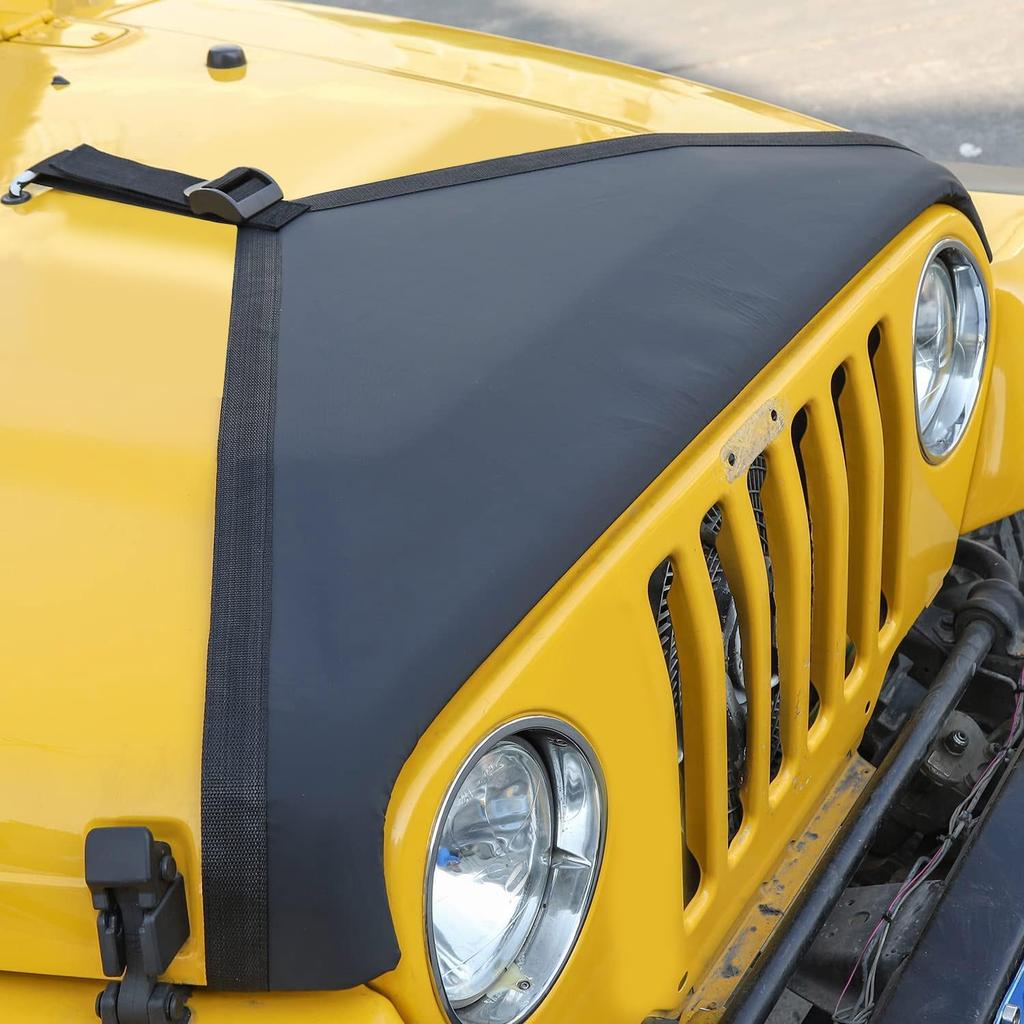 RT-TCZ for Jeep Wrangler TJ Hood Cover Exterior Accessories Engine Hood Bra Front Protector for Jeep Wrangler 1997-2006 Plain Black