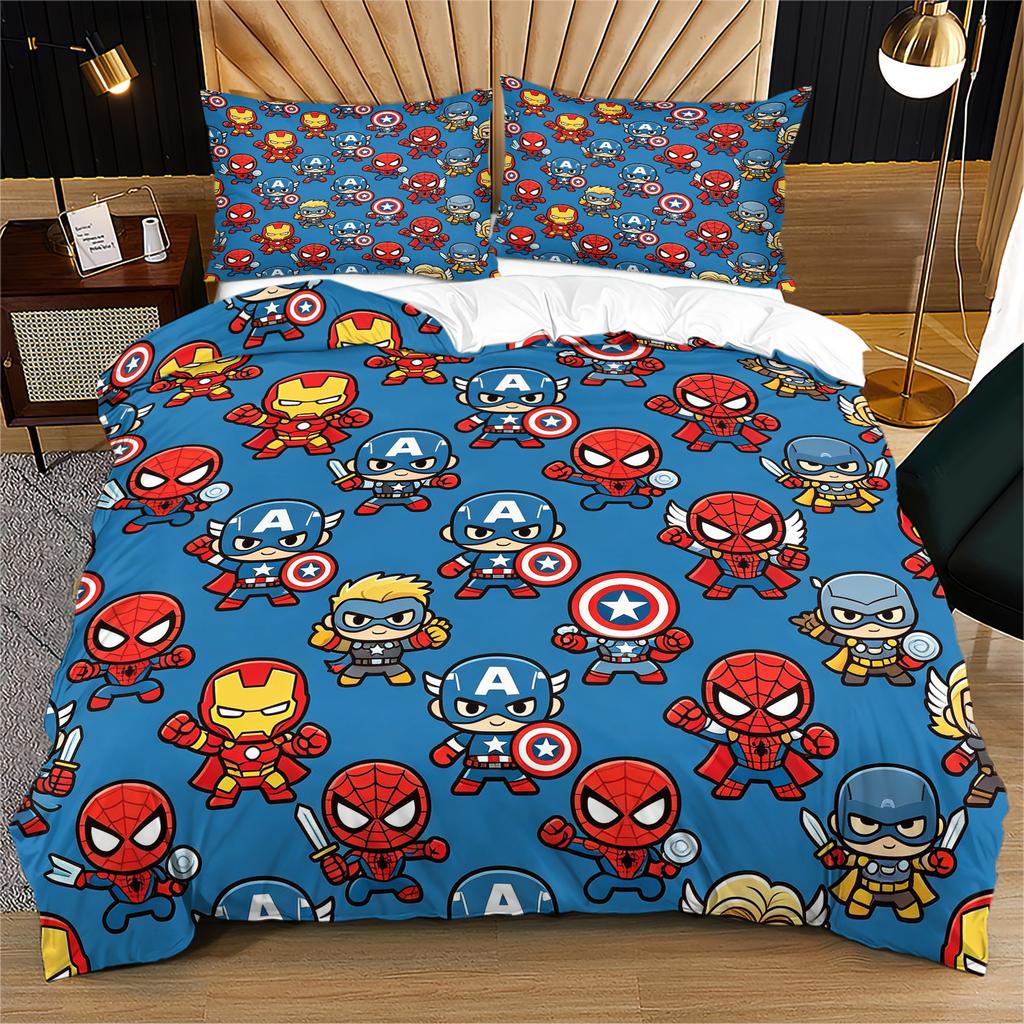 Cute Marvel Superhero Duvet Cover Set Comforter Cover Bedding Set No Filler For Teens Bedroom Living Room Decor
