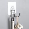 Stainless Steel Punch-Free Double Hook - Adhesive Wall Mount for Kitchen and Bathroom.