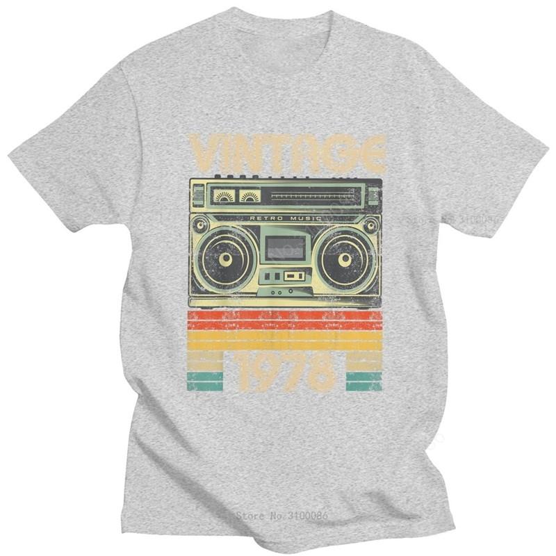 Streetwear Male Born In 1978 T Shirt Short Sleeved Crewneck Cotton Tshirt  Retro Radio 42 Years Old Birthday Gift Tees Clothing