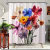 1 Stück Bunter Blumiger Duschvorhang Mit Hellem Frühlingsblumen-Design Für Badezimmerdekoration Polyesterstoff Enthält 12 Haken