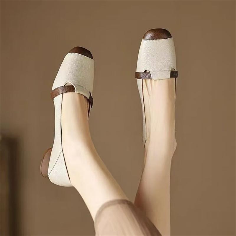 Women Fashion Black Round Toe Metal Deco High Quality Office Pumps Lady Elegant Beige Shoes for Sey Party Club A107d