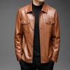 Autumn and Winter New Men's Leather Jacket Leather Jacket Locomotive Leather Jacket Fashion Youth Lapel Windproof Velvet Leather Jacket Jacket
