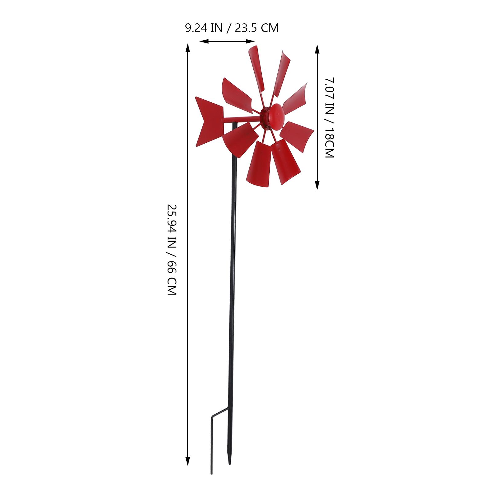 

Iron Windmill Yard Winnower Garden Stakes For Outdoors Rotating Windmill Pastoral Decoration For Farm Ornament 66x23.5cm темно-червоний колір