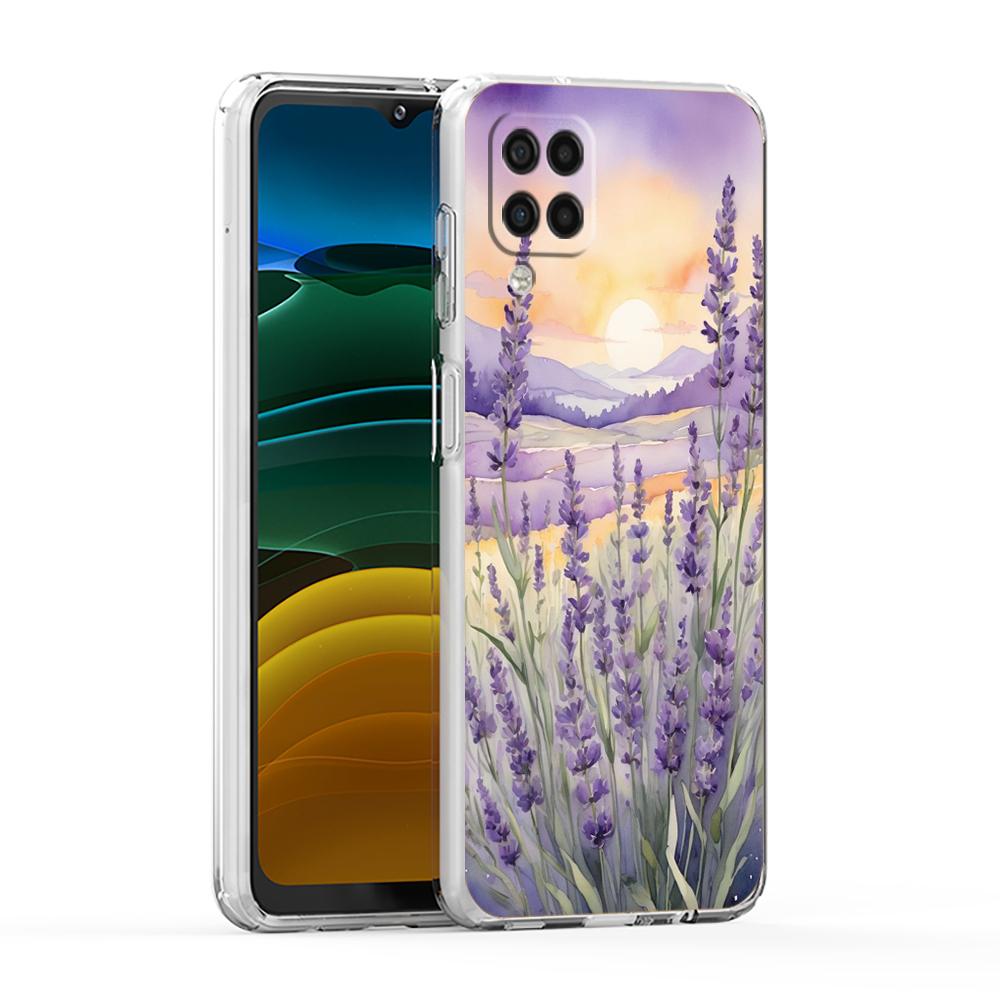 Soft TPU for Samsung Galaxy A13,A15,A22,A23,A25,A31,A32,A33,A35,A52,A53,A05,5G Transparent Phone Case Autumn flower Lavender Bag