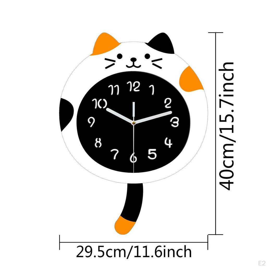 Acrylic Cat Wall Clock, Silent Hanging Clock for Bedroom Kids Room Kitchen