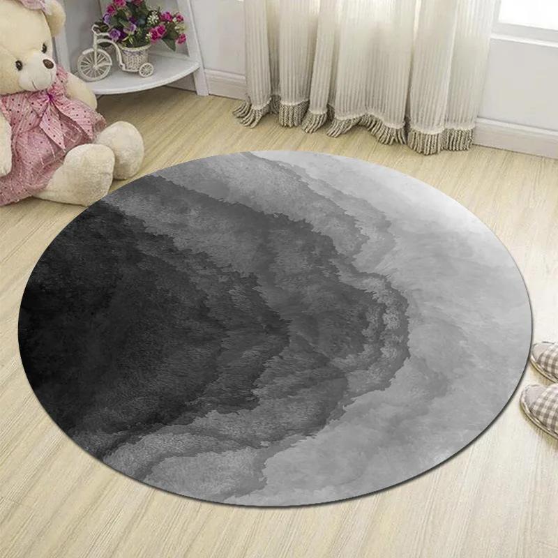 Earth & Moon Galaxy Print Round Carpet – Geometric Space Pattern Anti-Slip Rug for Living Room, Sofa, Coffee Table Decor