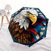 1pc Eagle Stained Glass Automatic Folding Umbrella - 8-Rib Iron Frame, Windproof, Portable Sunshade with Plastic Handle for Travel & Outdoor