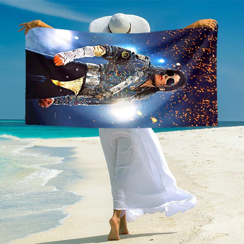 Amerikanische Musik Rock Michael Joseph Jackson Strandtuch Outdoor Camping Urlaub Schwimmen Strandtuch Outdoor Saugfähiges Badetuch Y4