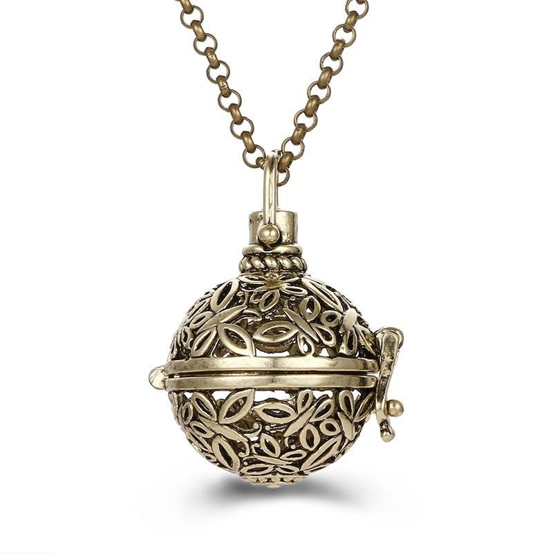 Mexico Chime Two-Color Feather Caller Locket Piano Ball Necklace Essential Oil Diffuser Perfume Musical Pendant New Jewelry
