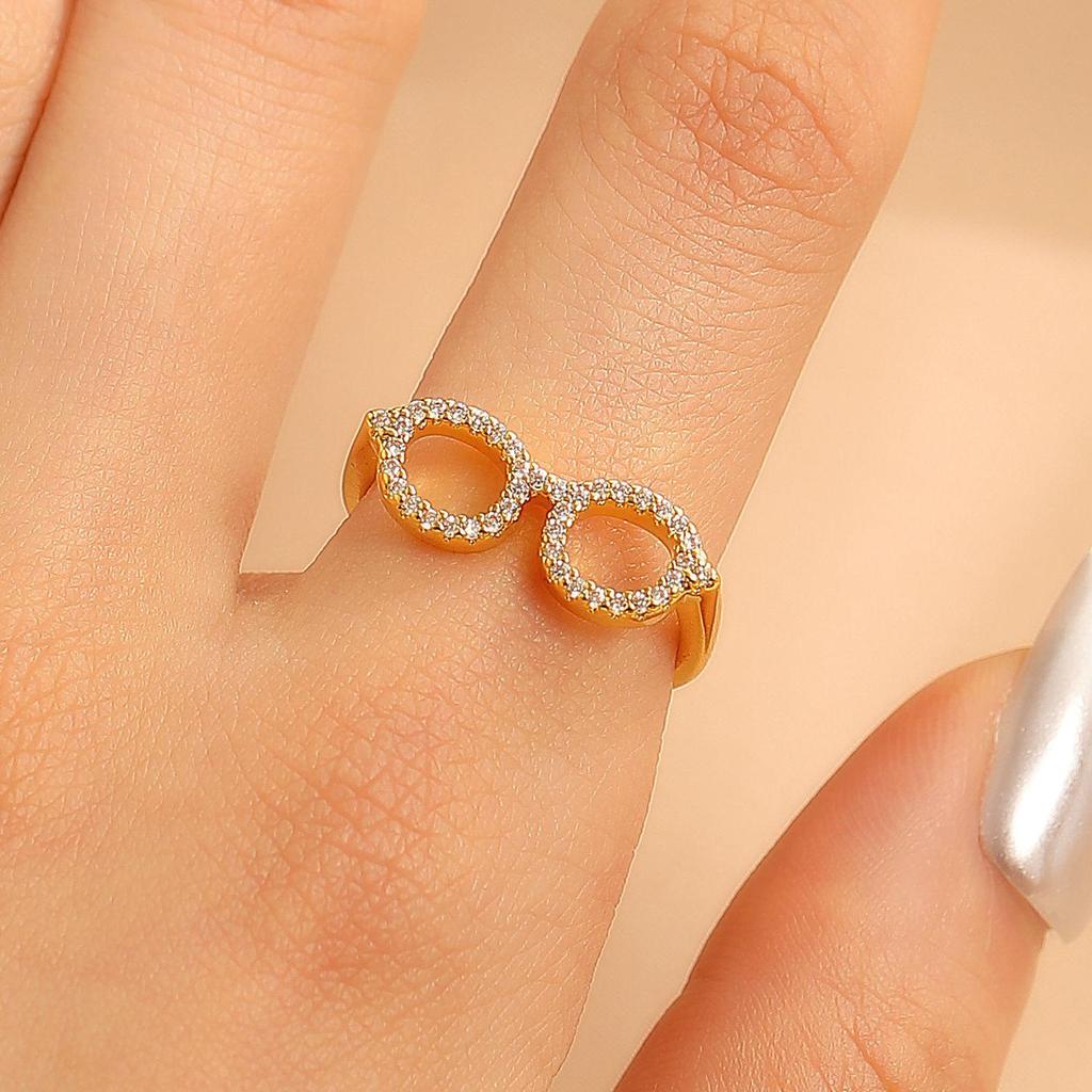Interessanter Hip-Hop-Fingerring mit schrulligem Design, personalisierte Kreativität, Mini-Fingerbrillenring, verstellbare Öffnung, Fingerring für Paare