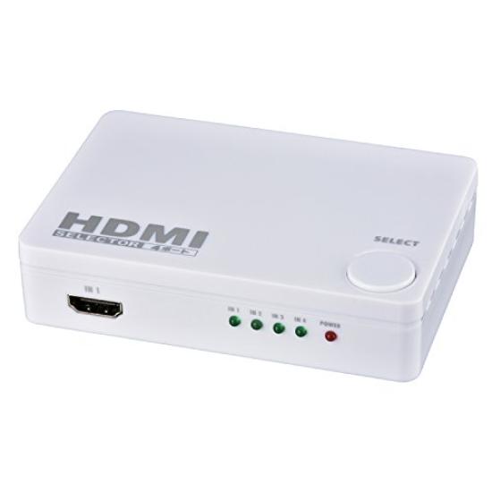 OHM HDMI 4-Port Selector, White, AV-S04S-W