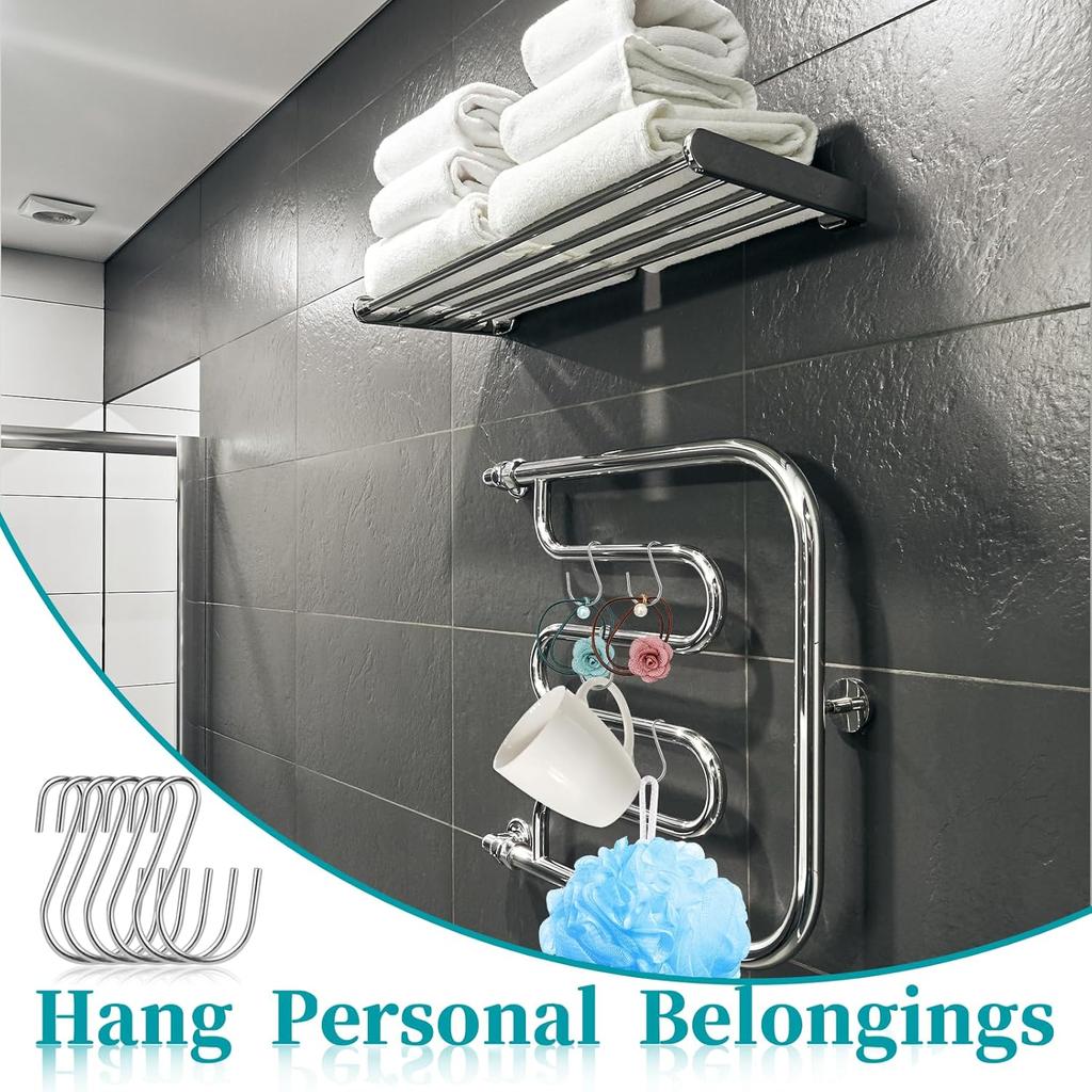 60 Pack 1 Inch Small S Hooks for Hanging S Shaped Hooks Metal Black Heavy Duty Mini S Hook Iron Wire Hook Hanger for Jewelry Necklaces Plants Lights