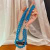 Retro 8Mm Natural Blue Chalcedony Double-Layer Agate Necklace, Sweater Chain, Quality Knotted