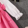 Girls Dress Autumn New Korean Version Medium and Large Children Cute Doll Collar Long Sleeve Bow Princess Dress