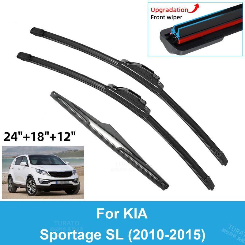 3PCS Car Wiper Blades for 2010-2015 KIA Sportage SL Rear Windshield Wipers Double Rubber Car Accessories 2012 2013 2014 2015