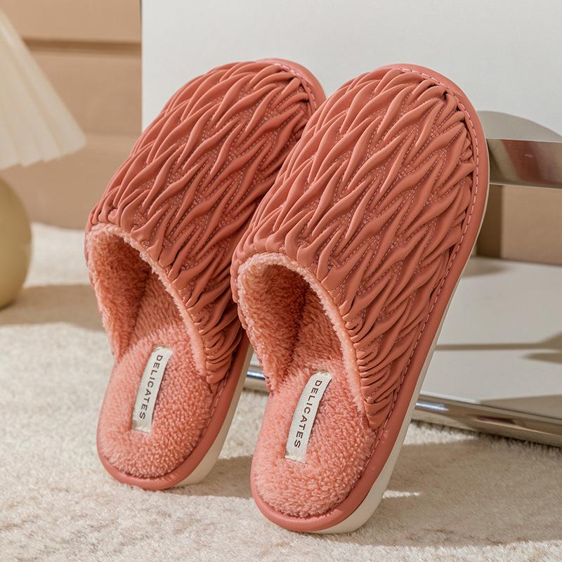Cotton slippers women spring autumn winter winter home use indoor non-slip home warmth plush couple men
