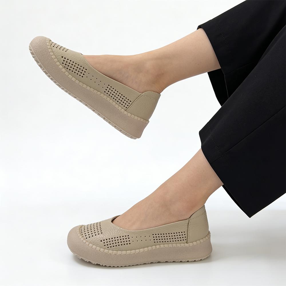Genuine Leather Women Loafers Slip On Flats Cowhide Comfortable Soft Casual Shoes Daily Wear Black Beige Yellow Plus Size 41