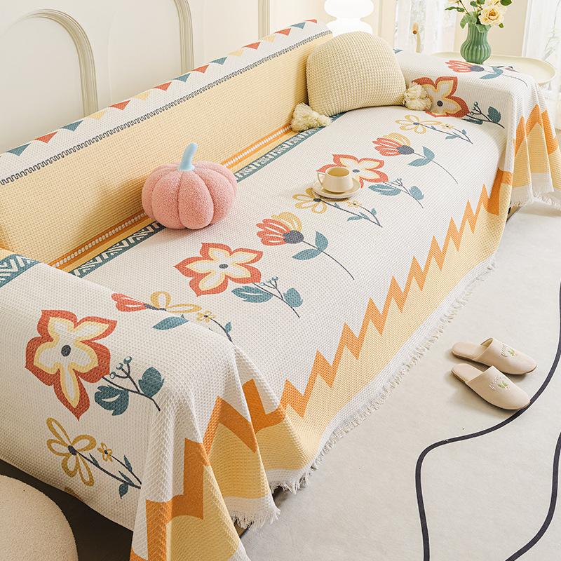 EIFLOY Bohemia Cotton Linen Sofa Towel Cover Universal with Fringes Corner Couch Slipcover Throw Blanket Furniture Protector