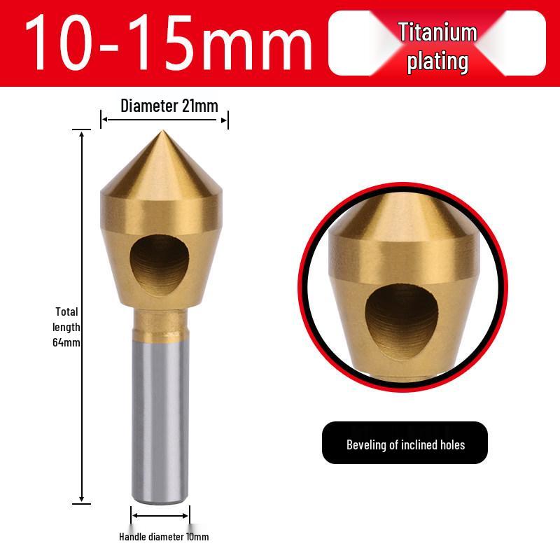 90° Straight Shank Oblique Hole Chamfering Tool with Titanium Cobalt-Plated Stainless Steel Drill Bit for Aluminum Alloy Deburring.