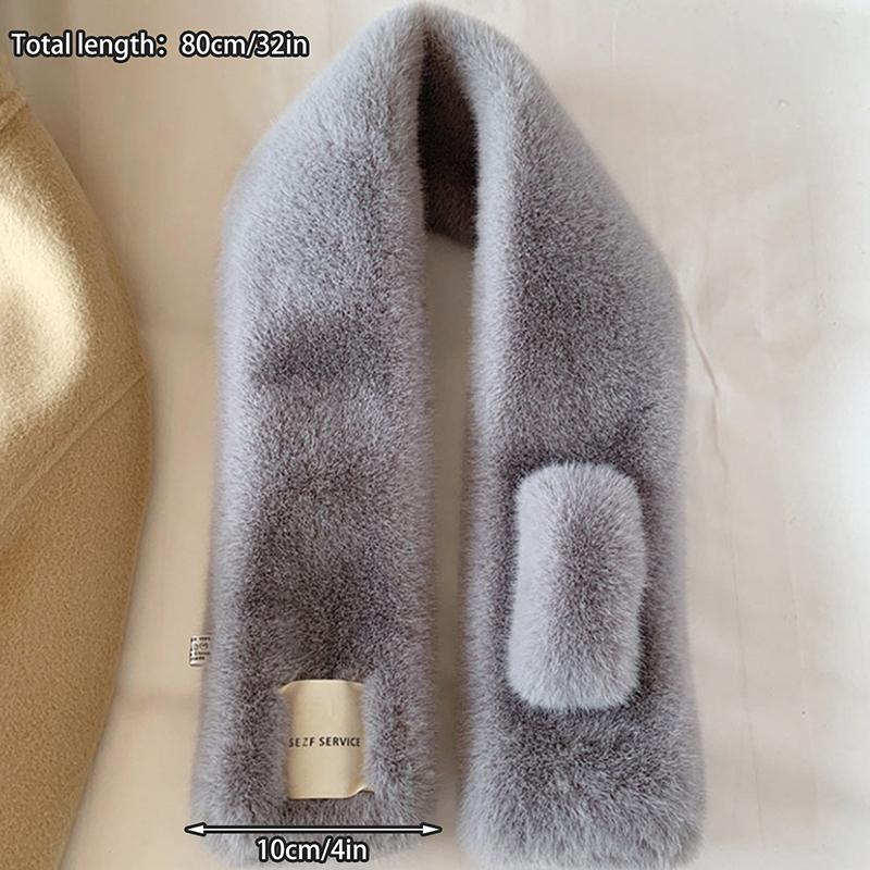Flauschiger Pelzkragen Schal Damen Warmhalten Verdickender Pelz Schal Bunt Kreuz Winterschal Herbst Winter Kunstpelz Plüsch Elega