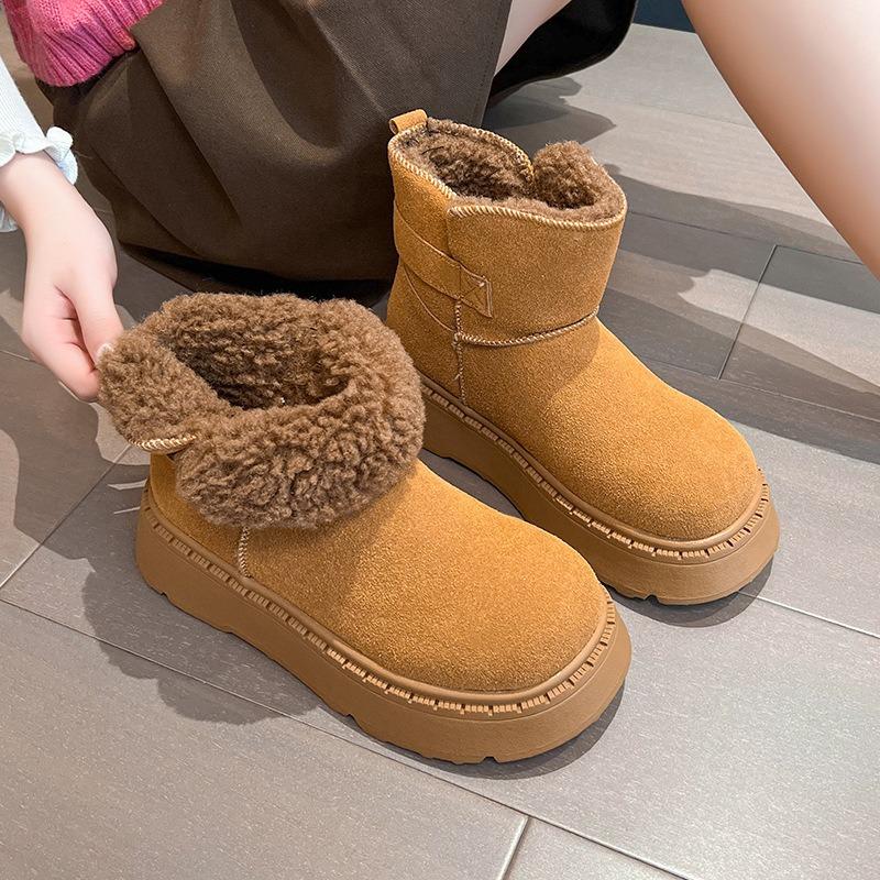thick-soled snow boots women's new winter warm velvet thickened one-pedal cotton shoes