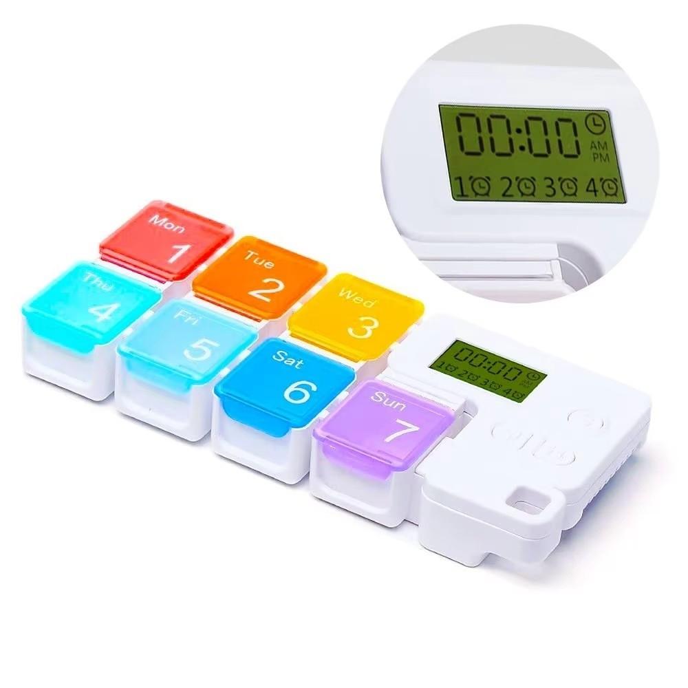 Large Capacity Smart Pill Case 7 Lattice Reminder Travel Medicine Box Colorful Weekly Pill Organizer Pill Storage