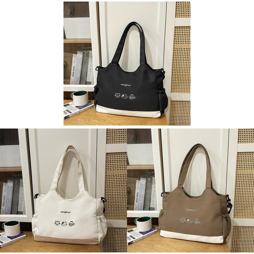 Simple Leather Trim Tote Bag For Women With Zipper Closure And Inner Phone Pocket For Daily Use
